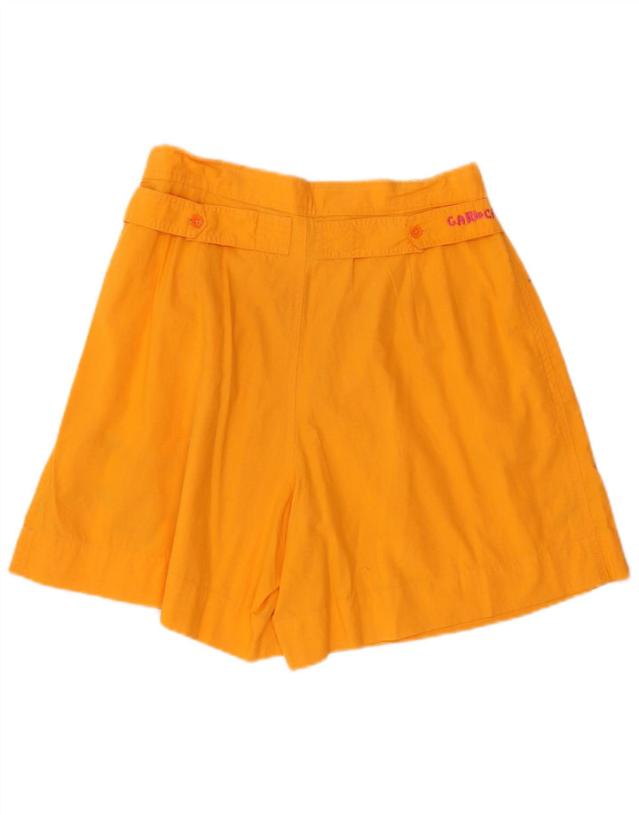 Vintage mujer gráfico pegado chino pantalones cortos W28 naranja medio