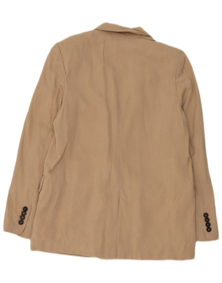 Zara Mujer Chaqueta Blazer De 1 Botón UK 6 XS Beige Lyocell