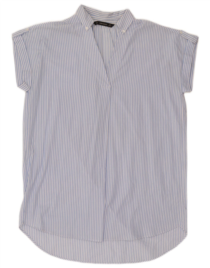 Zara Vestido Túnica Extragrande para Mujer UK 44 Azul Medio Rayas Pintadas