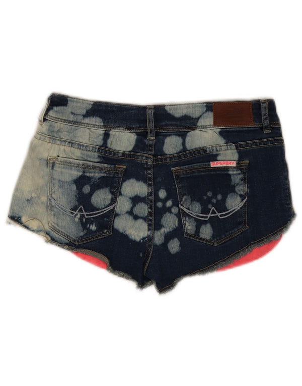 Superdry Hot Pants De Mezclilla Con Lavado Ácido W26 Small Blue Tie Dye Cotton