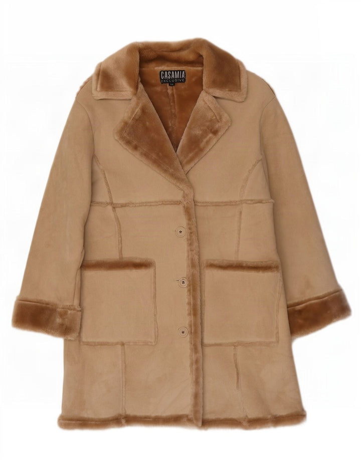 Casamia Abrigo Sherpa Extragrande para Mujer UK 10 Pequeño Poliéster Beige