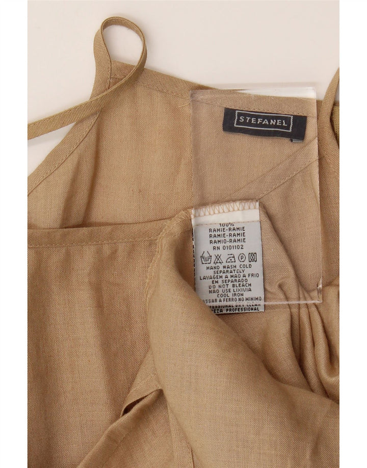 STEFANEL Vestido de verano para mujer UK 8 Small Beige Ramie