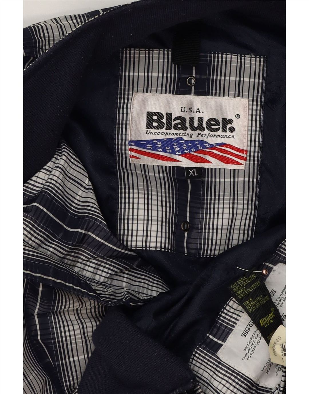 Blauer Chaqueta Bomber para Hombre UK 42 XL Poliéster a Cuadros Azul Marino