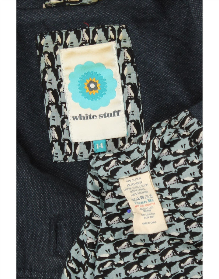 White Stuff Abrigo cruzado para mujer UK 44 Algodón azul marino mediano