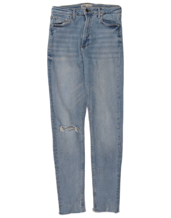 Zara Jeans Ajustados Desgastados para Mujer EU 38 Small W28 L30 Azul