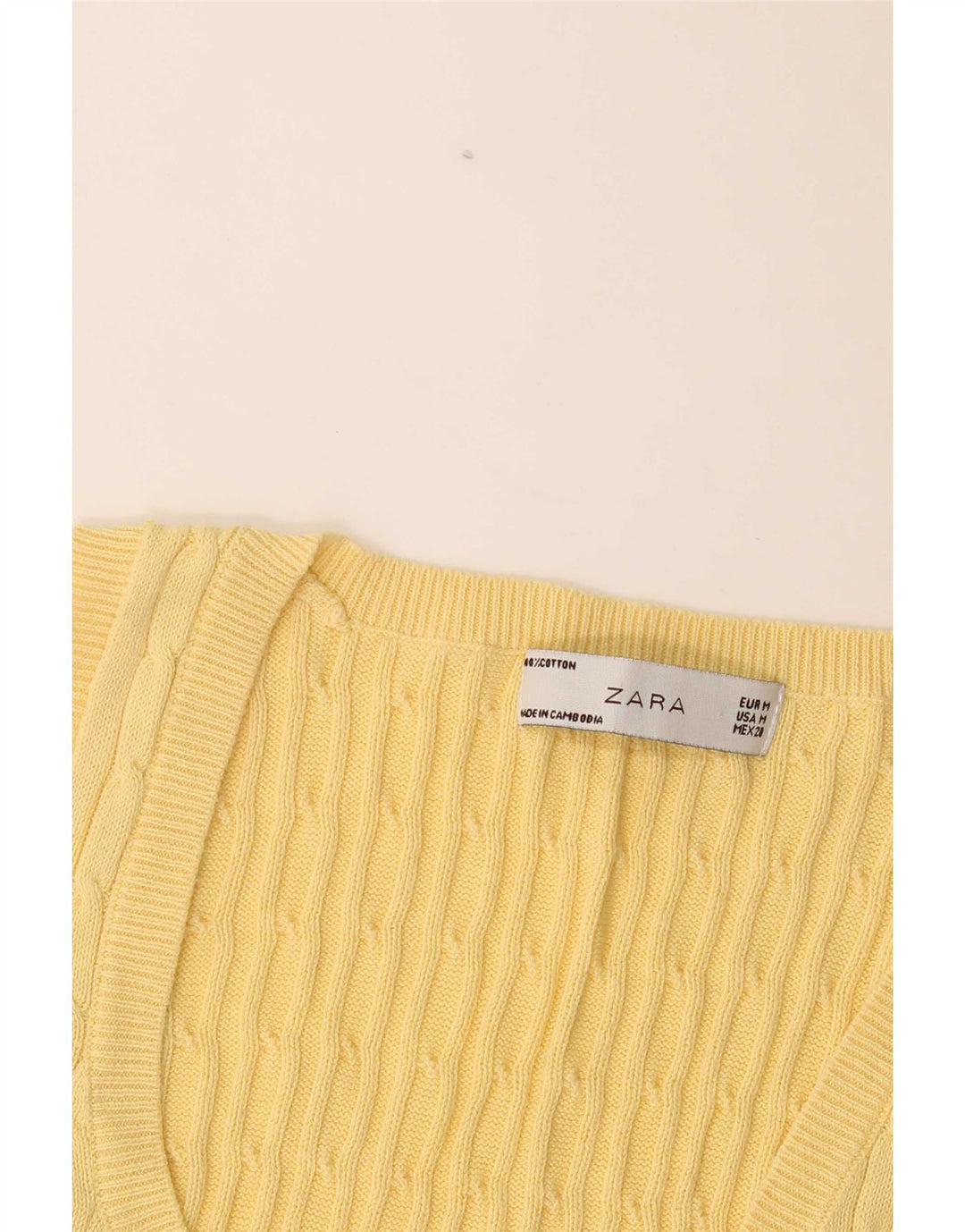 Zara Mujer Chaleco Tank Top Reino Unido 12 Medio Amarillo Algodón
