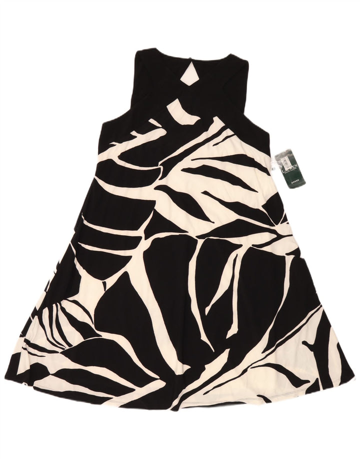 Ralph Lauren Vestido de línea A con patrón abstracto para mujer US 8 mediano negro