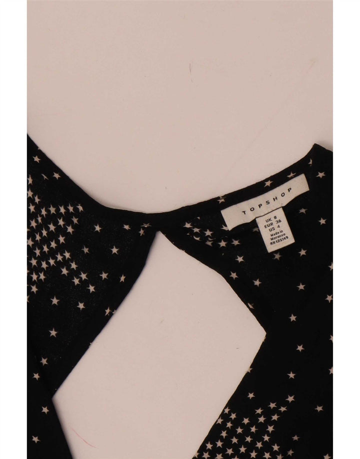 Topshop Vestido largo con estampado abstracto para mujer UK 8 Small Negro manchado