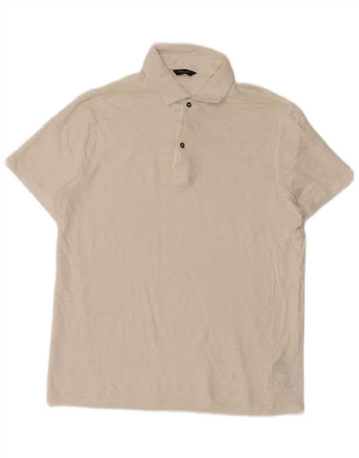 Polo Massimo Dutti Hombre Large Lino Moteado Beige
