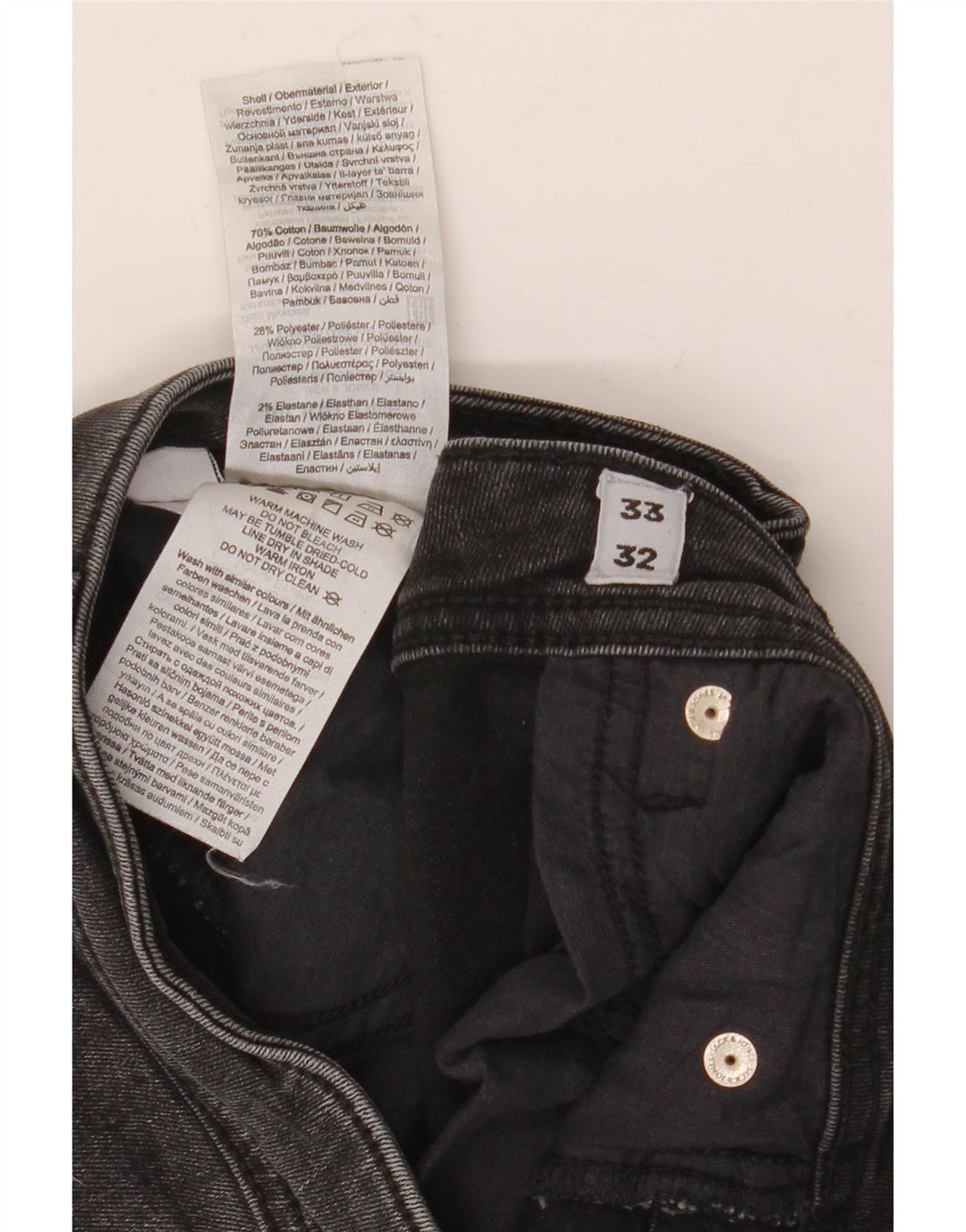 Jack & Jones Vaqueros ajustados para hombre W33 L32 Algodón negro