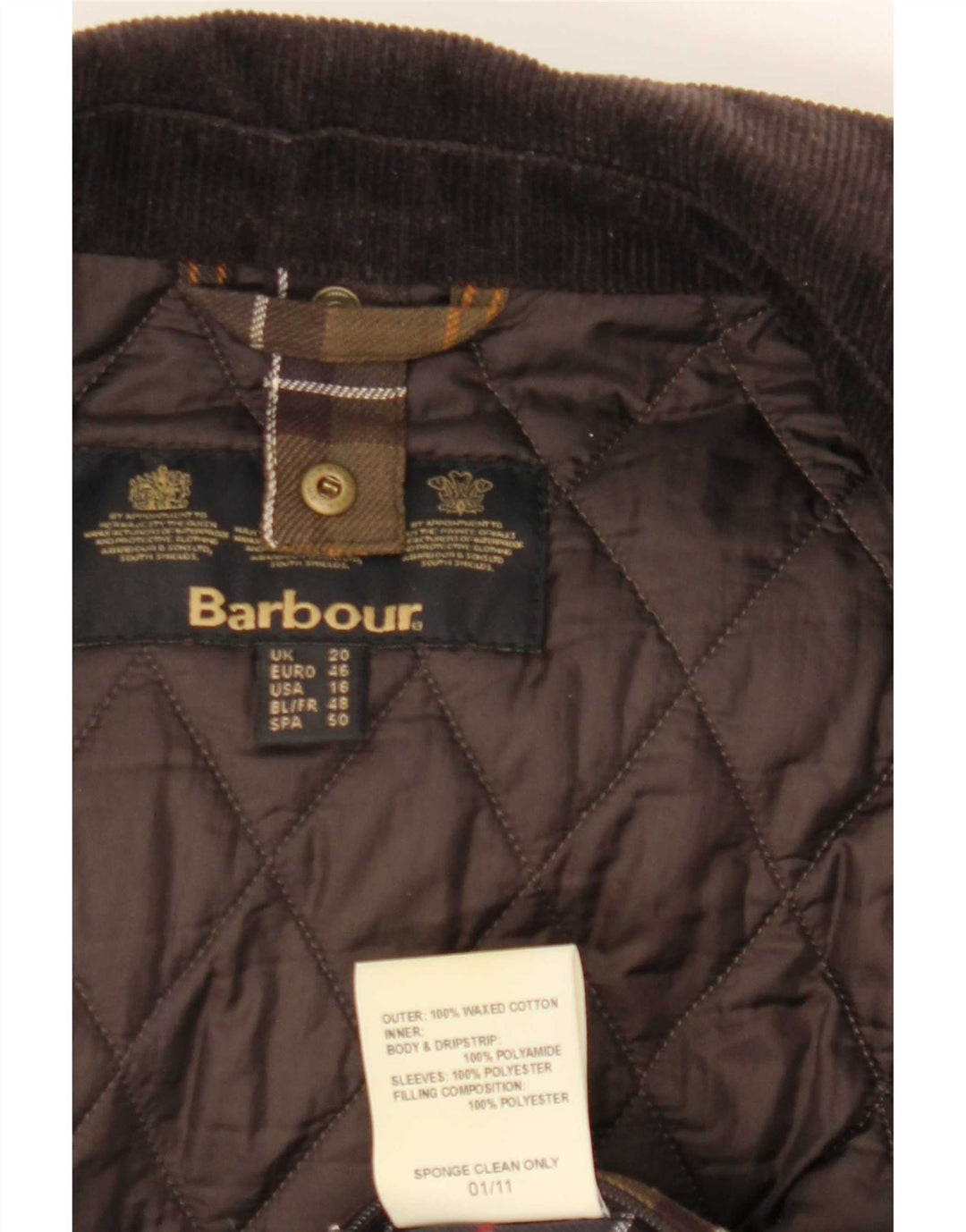 Barbour Abrigo de algodón encerado para mujer UK 20 2XL Caqui