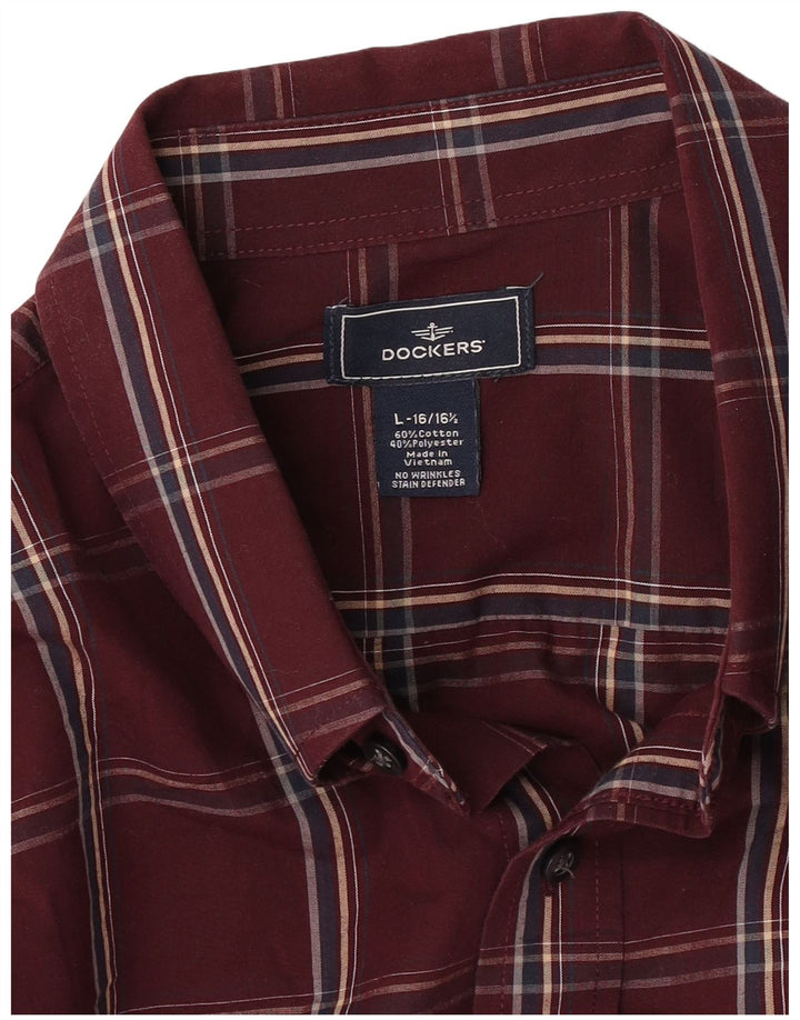 Dockers Camisa para hombre talla 16 16 1/2 grande algodón a cuadros rojos
