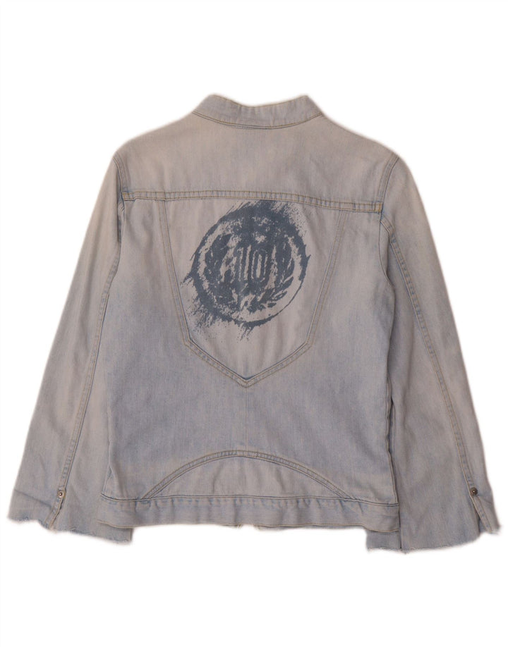 Diesel Chaqueta Vaquera Gráfica para Mujer UK 10 Small Azul Algodón