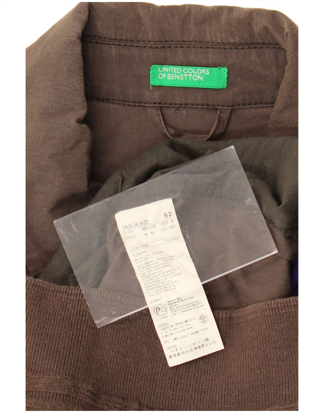 BENETTON Chaqueta Bomber Hombre IT 52 XL Algodón Marrón