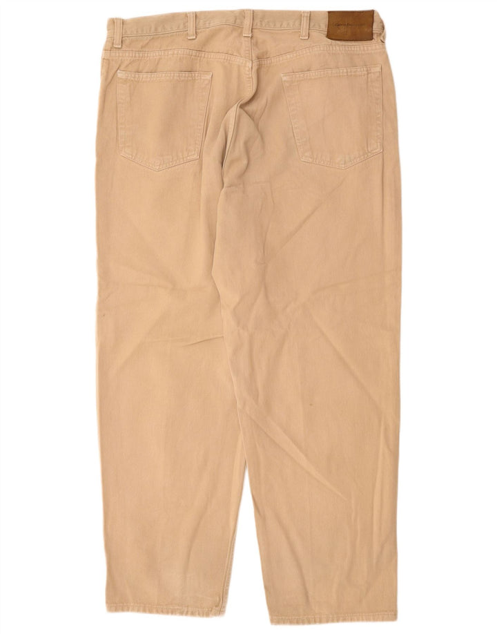 CALVIN KLEIN Pantalón casual recto para hombre W40 L30 Algodón beige