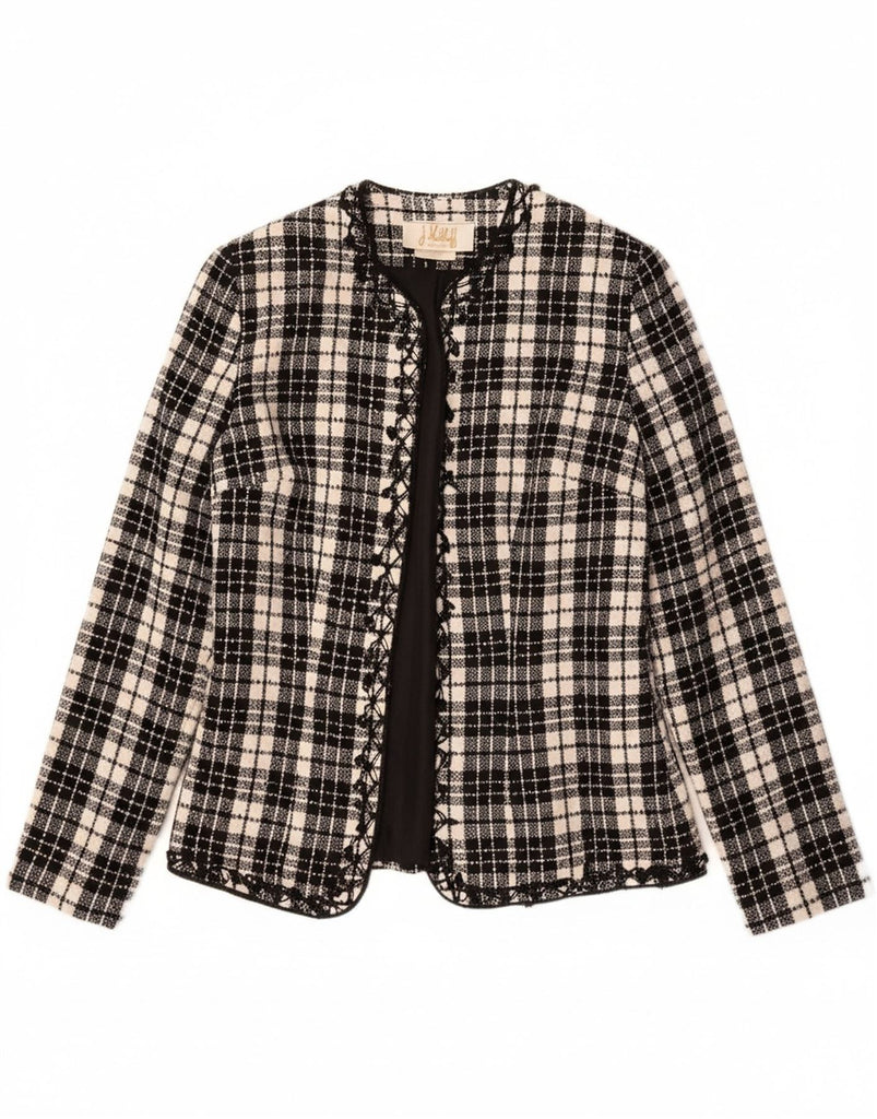 JOSEPH RIBKOFF Womens Open Blazer Jacket UK 14 Medium Black Check Acrylic Vintage Joseph Ribkoff and Second-Hand Joseph Ribkoff from Messina Hembry 