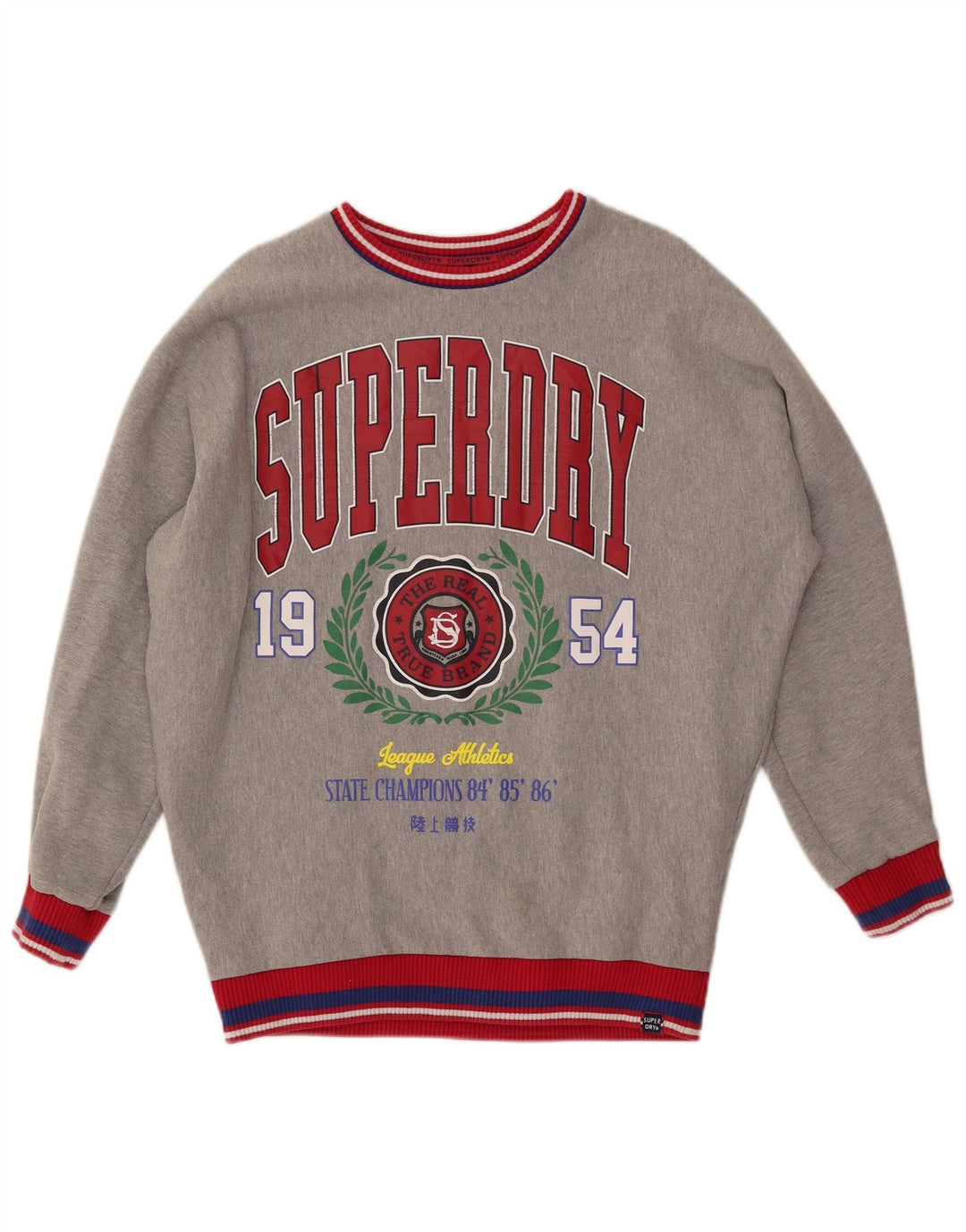 SUPERDRY Sudadera gráfica para mujer Jumper UK 8 Small Grey Colourblock