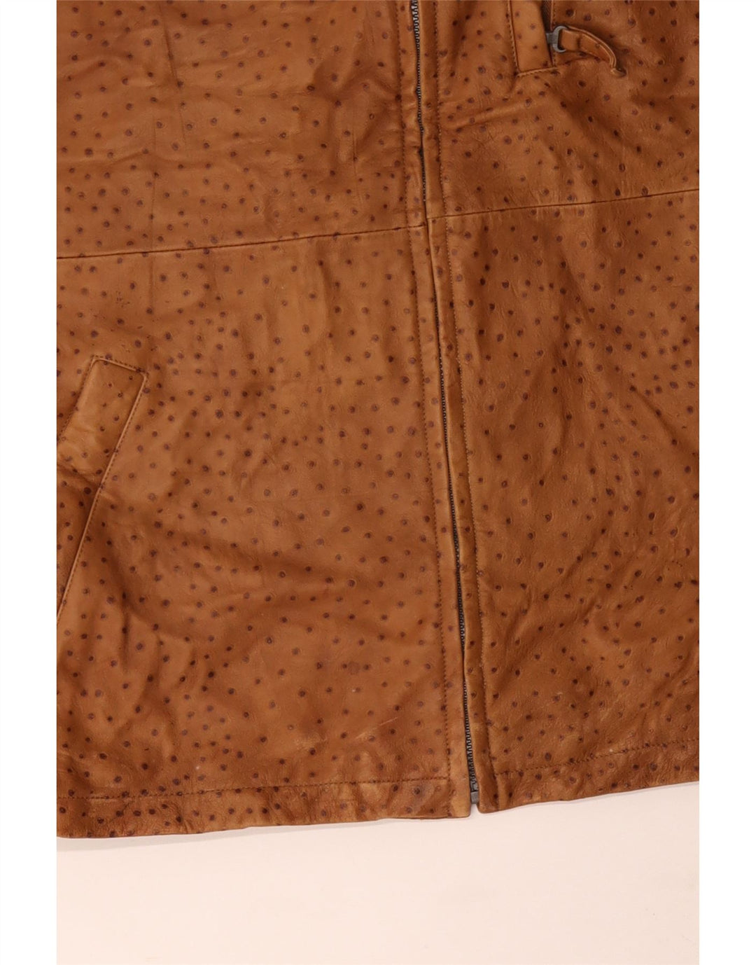 VINTAGE Chaleco de cuero para hombre IT 56 3XL Marrón manchado