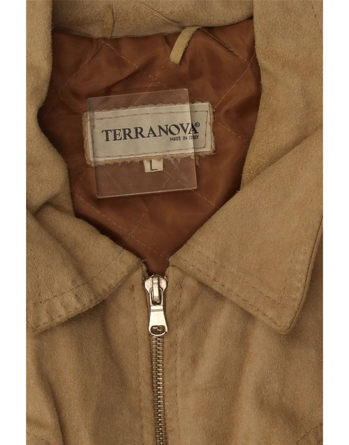Terranova Chaqueta Bomber de Ante para Hombre UK 40 Large Beige