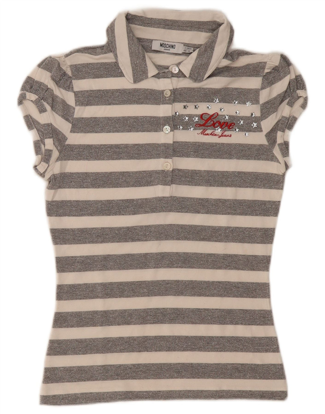 Moschino Polo Gráfico Para Mujer IT 42 Rayas Gris Medio