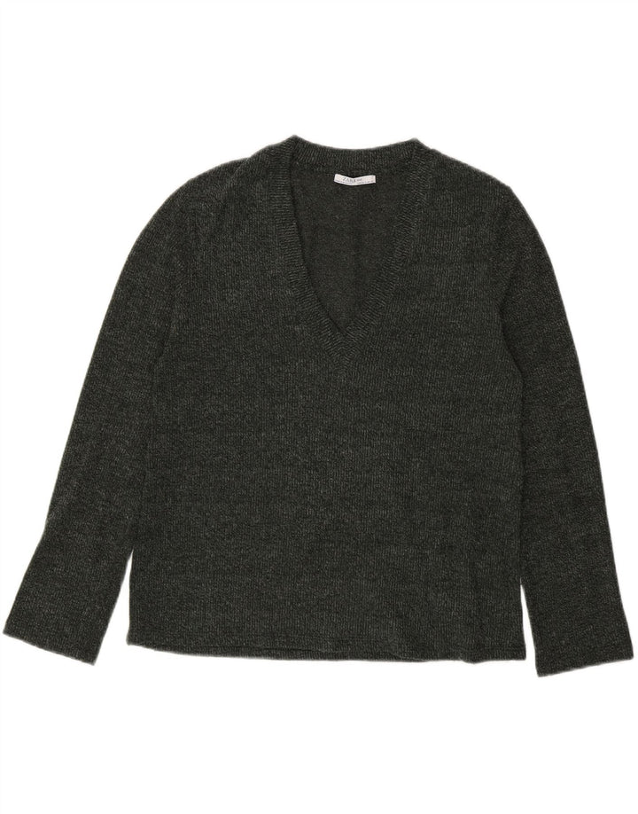 Zara Mujer Jersey con Cuello en V Jersey UK 10 Small Gris