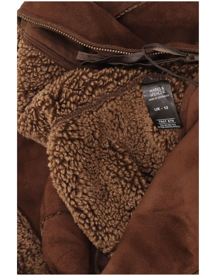 Marks & Spencer Chaleco Sherpa para mujer UK 42 Poliéster marrón medio