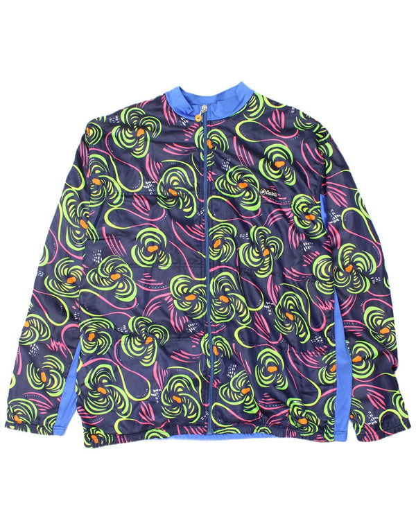 Castelli Mens Chándal Top Chaqueta Grande Azul Marino Floral Nylon
