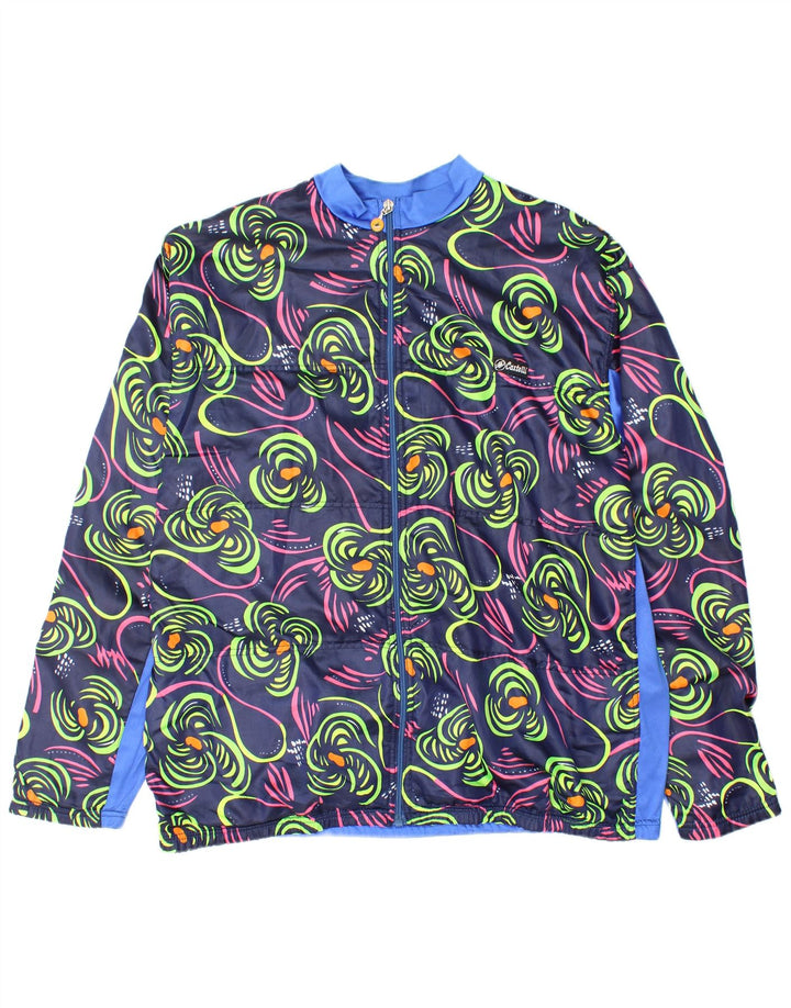 Castelli Mens Chándal Top Chaqueta Grande Azul Marino Floral Nylon