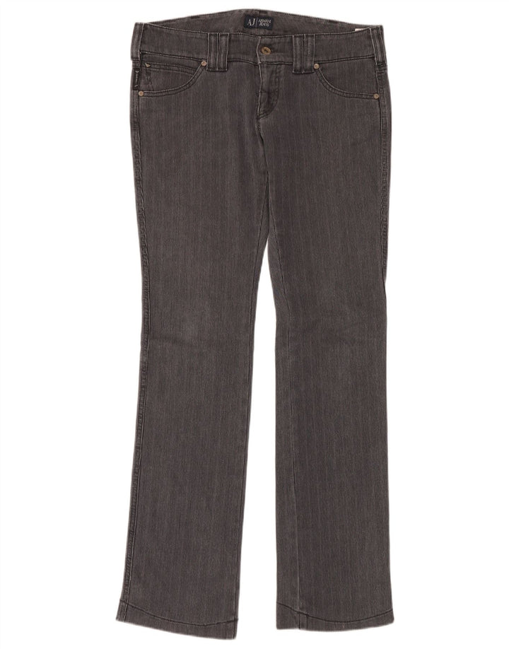 ARMANI Pantalones Casuales Rectos De Talle Bajo W34 L34 Gris A Rayas