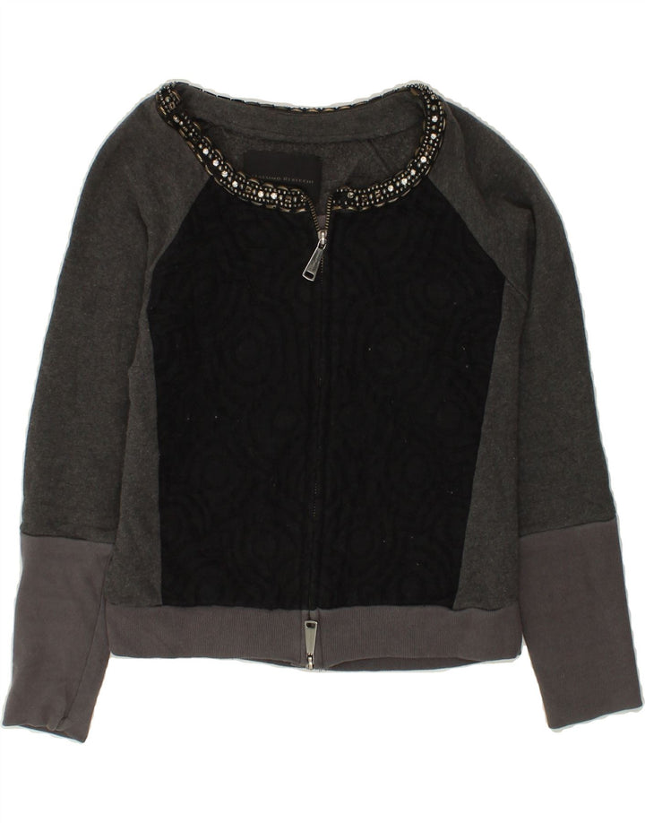 MASSIMO REBECCHI Womens Cardigan Sweater IT 40 Small Grey Colourblock Vintage Massimo Rebecchi and Second-Hand Massimo Rebecchi from Messina Hembry 