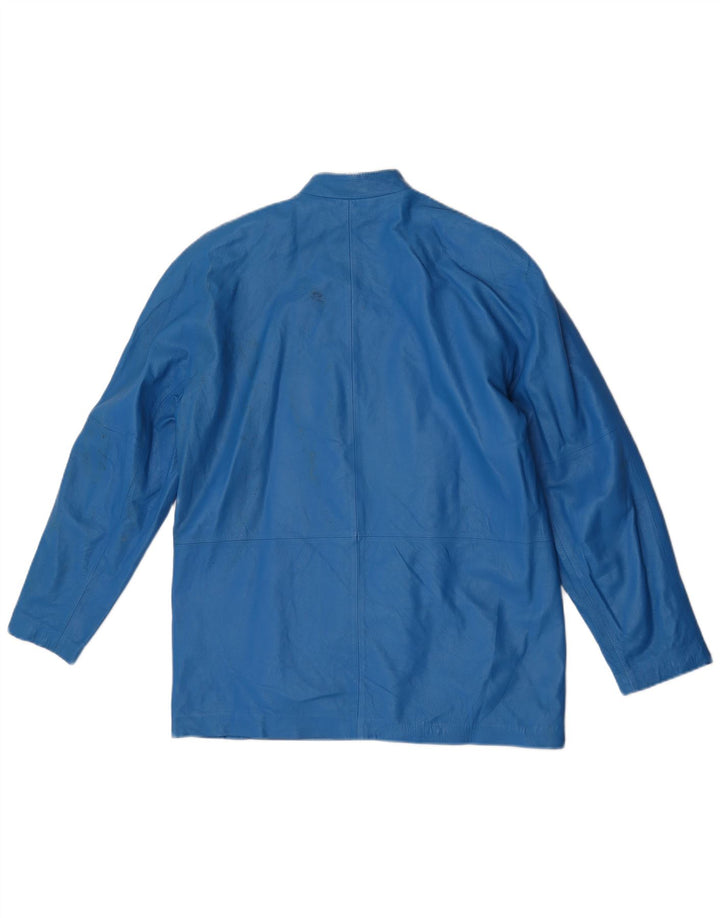 Chaqueta de cuero vintage para mujer IT 46 Azul grande