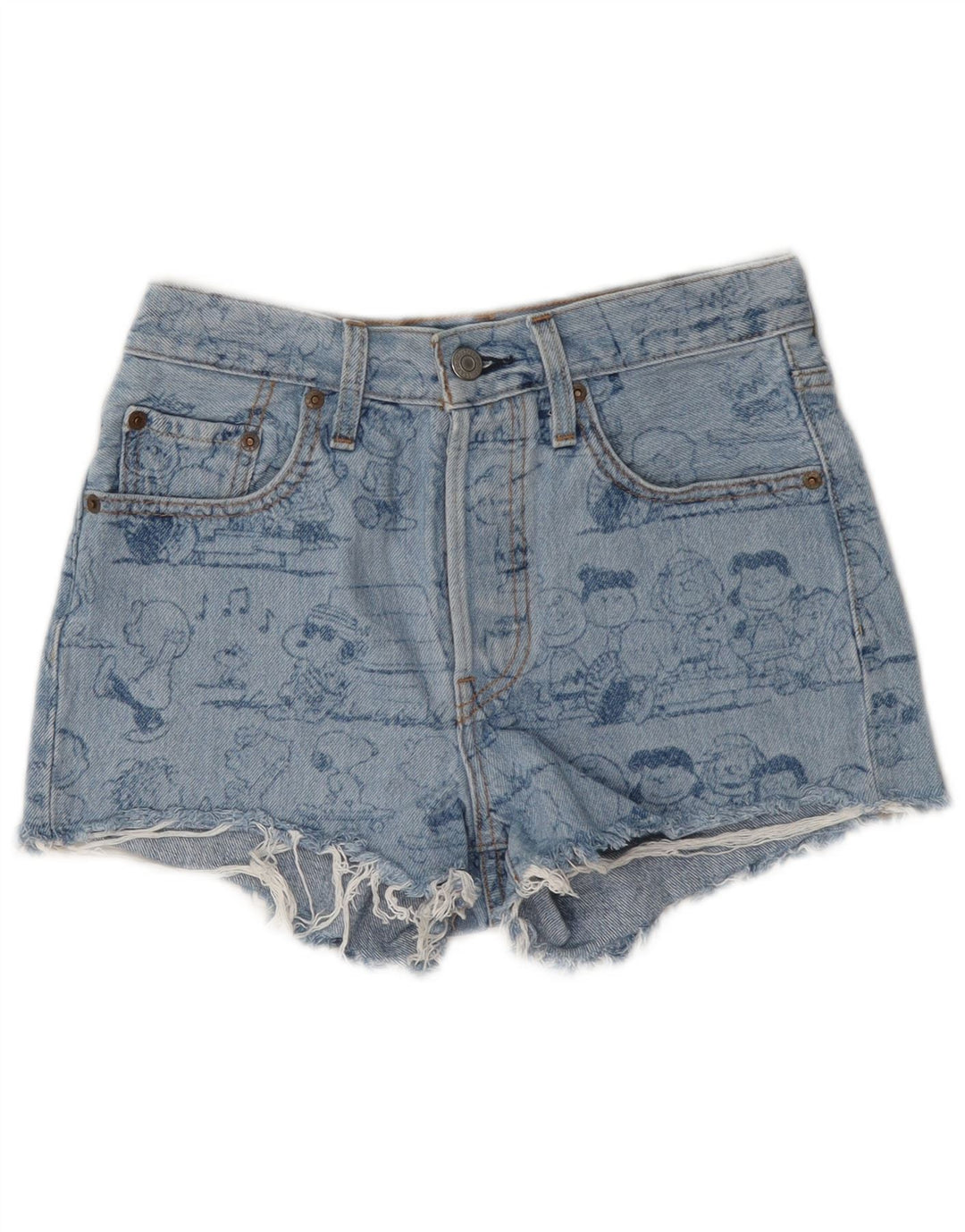 Levi's Mujer Peanuts Graphic Denim Shorts W24 XS Algodón Azul