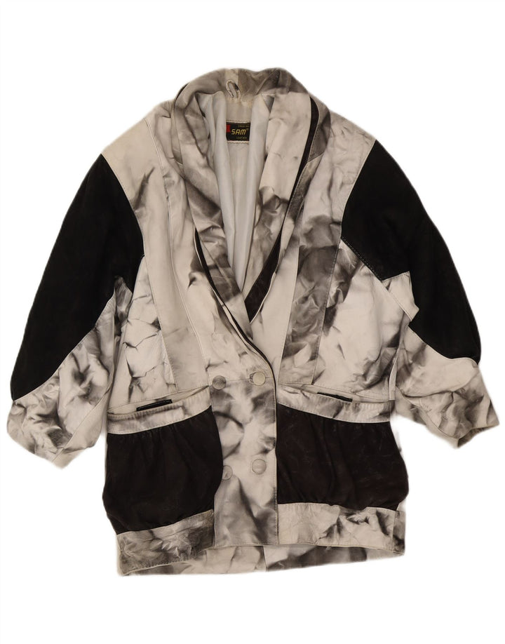 Vintage mujer chaqueta de gran tamaño Reino Unido 16 gran bloque de color blanco