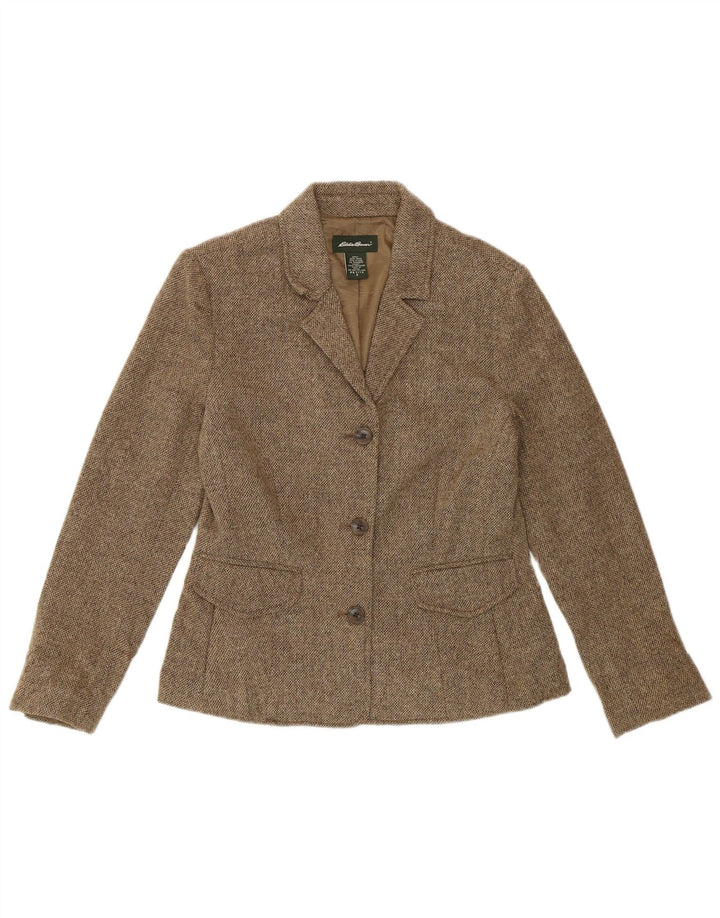 EDDIE BAUER Chaqueta tipo blazer pequeña de 3 botones para mujer US 2 XS Beige moteado