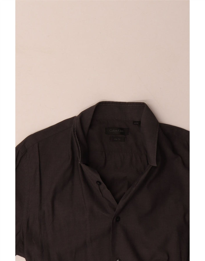 CALVIN KLEIN Camisa ajustada para hombre Talla 41 16 Grande Gris