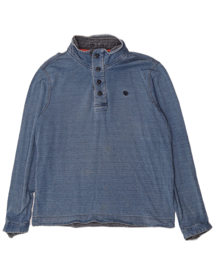 Sudadera con cuello abotonado para hombre de Fat Face, jersey grande de algodón con rayas diplomáticas en azul