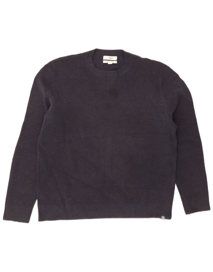 Marks & Spencer - Jersey de cuello redondo para hombre, talla grande, poliéster, color azul marino