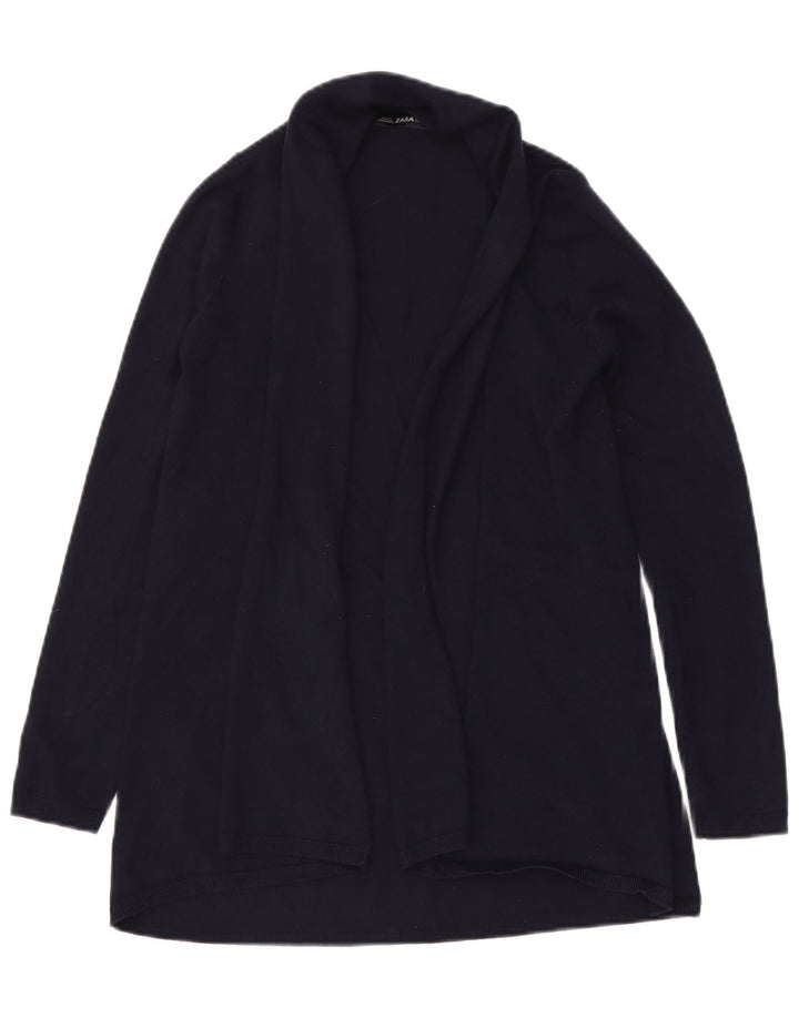 ZARA Cárdigan abierto largo para mujer, talla 40, talla M, azul marino