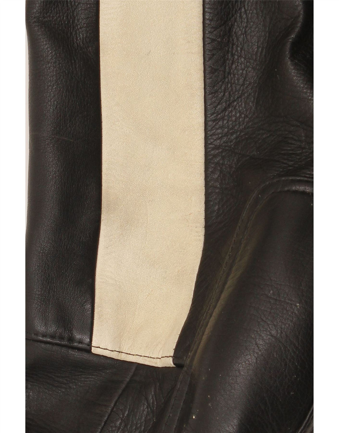 Pantalones motociclistas de cuero vintage para hombre W34 L30 Bloque de color negro