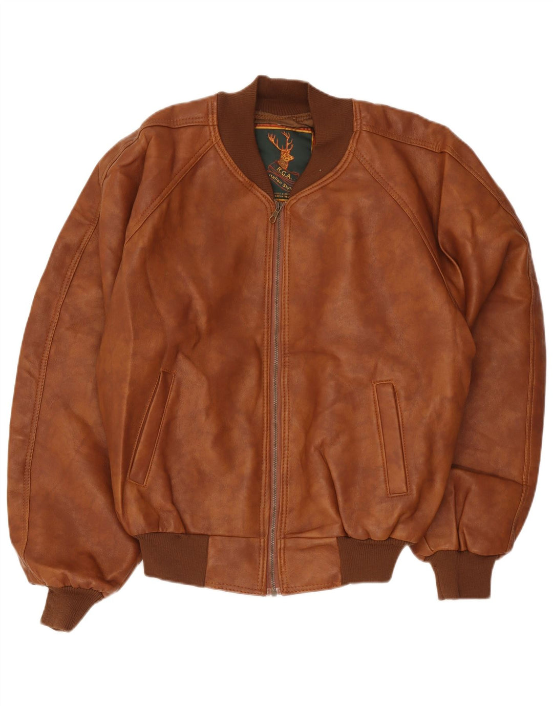 Vintage hombres chaqueta de cuero Reino Unido 40 marrón grande
