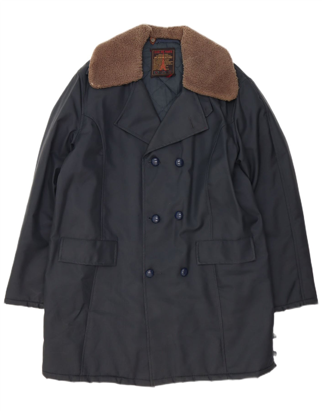 Abrigo elegante de doble botonadura para hombre UK 42 XL Azul marino