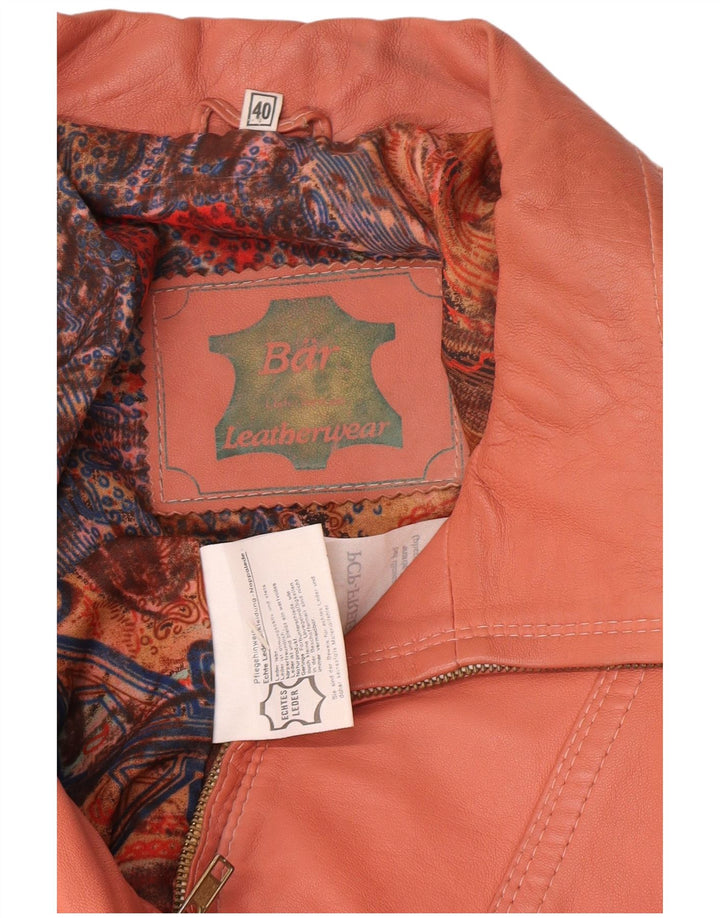 Vintage mujer chaqueta de cuero de gran tamaño EU 40 cuero rosa medio