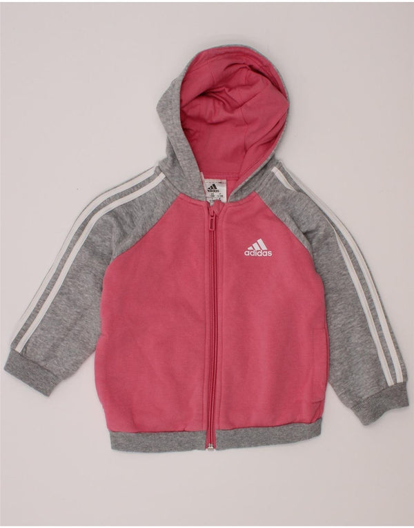 Adidas Sudadera con capucha y cremallera para bebé niña 12-18 meses Algodón color block rosa