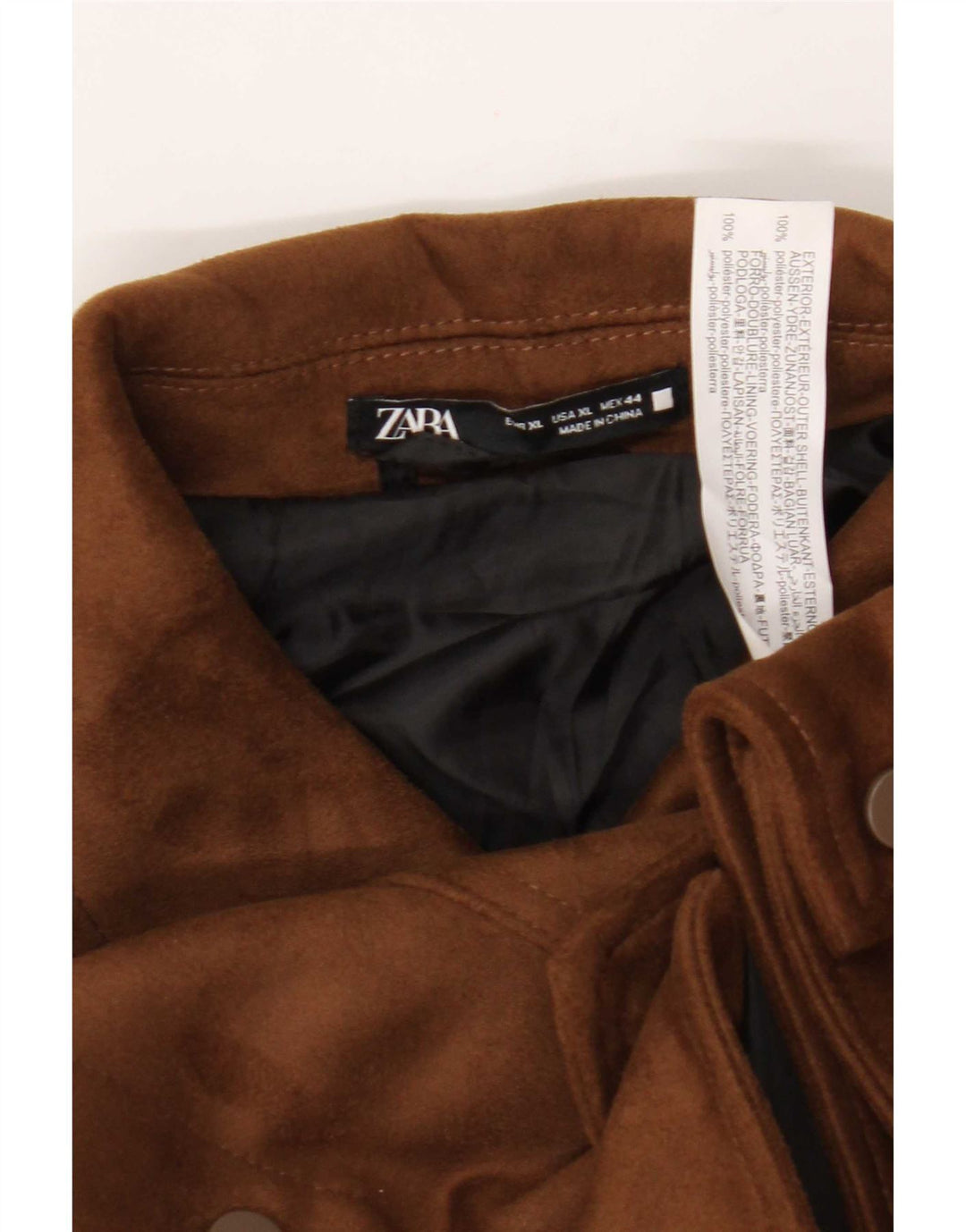 Zara Hombre Cazadora Bomber De Ante Sintético UK 42 XL Poliéster Beige