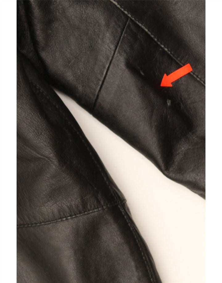 Chaqueta de cuero vintage para mujer IT 44 Cuero negro medio