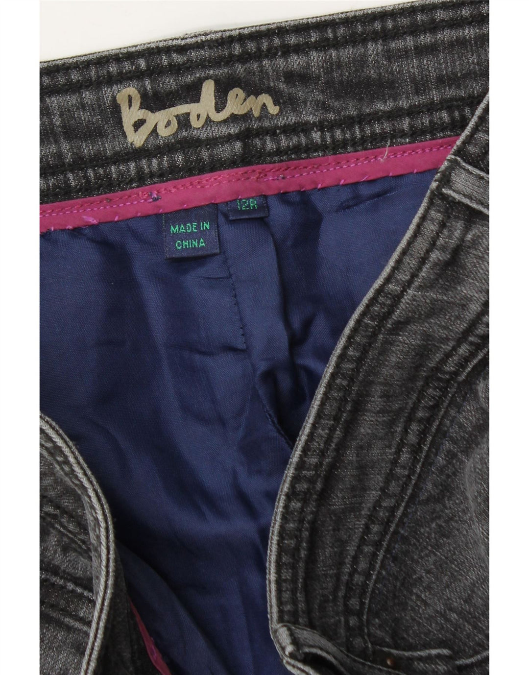 BODEN Falda vaquera para mujer UK 12 Medium W30 Gris
