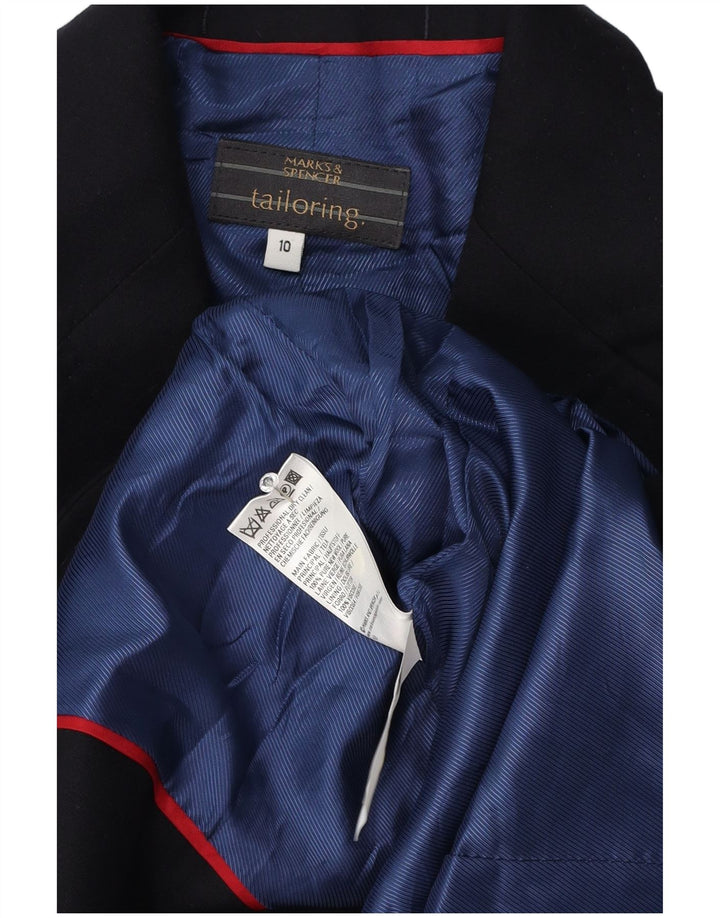 Marks & Spencer Chaqueta Blazer de 2 Botones para Mujer UK 10 Small Lana Azul Marino
