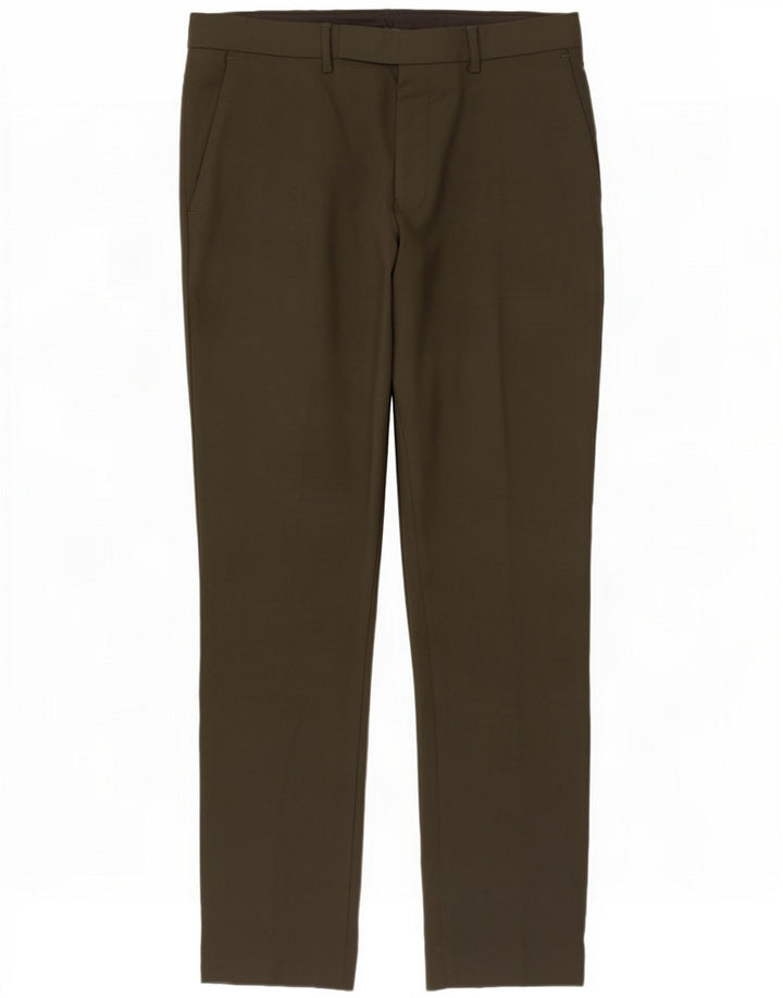 Pantalones de traje para hombre Marks & Spencer W34 L31 Poliéster caqui