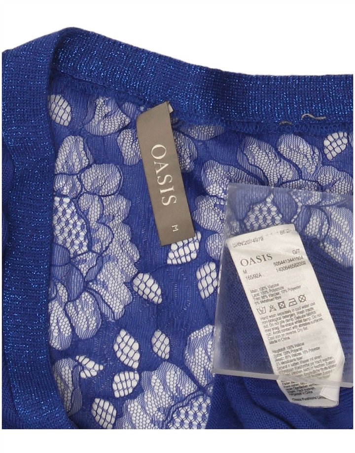 Oasis Blusa De Ala De Murciélago Para Mujer UK 44 Viscosa Floral Azul Medio