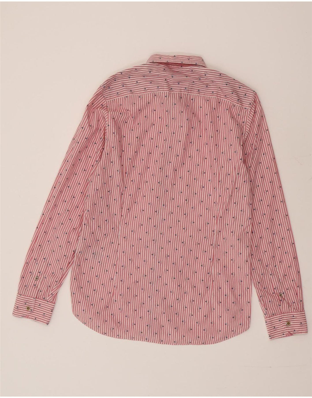 TED BAKER Camisa para hombre talla 3 mediana roja algodón a rayas